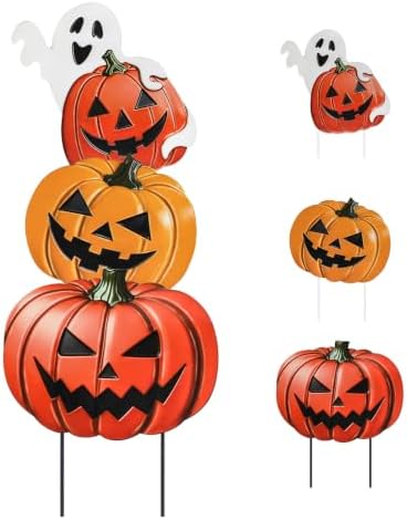 VCUTEKA Halloween Outdoor Pumpkin Stake Yard Sign, 3PCS Garden Stake Decor by VCUTEKA