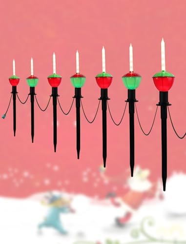 7 Pack Enchanting Christmas Pathway Lights, Whimsical Peppermint Candy Cane Bubbling Yard Stakes, Connectable Outdoor Walkway Lights for Holiday Yard, Sidewalk & Driveway Decor by Unknown
