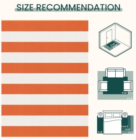 KOZYFLY Striped Rug 3x5 ft Orange and White Halloween Fall Front Door Rugs - Image 3