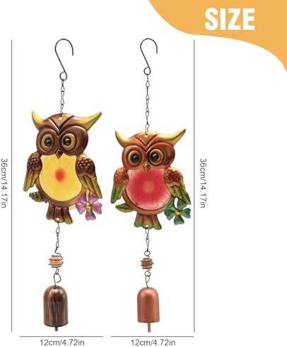 VIKKSAER 2 PCS Metal Owl Wind Chimes Colorful Decorative Hanging Ornaments for Indoor and Outdoor Ideal for Gardens Patios and Home Decor - Image 5