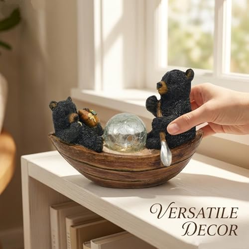 Rezpuao Garden Statue of Bear,Garden Decor Bear Figurine,Bears Outdoor Statue,Solar Decor for Patio,Balcony,Yard,Lawn Ornament - Image 3