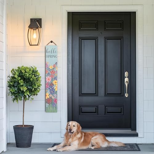 8"x48" Spring Welcome Sign for Front Porch, Hello Spring Porch Sign for Front Door Durable PVC Welcome Home Decorations for Outdoors p (Design 2) - Image 7