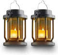 Solar Lantern Outdoor & Indoor Use – Hanging Solar Lights with Realistic Flickering Flameless Candle, Weatherproof for Gardens, Patios, Trees, and Lawns (Black + Gray, 2 Pack) by Unknown