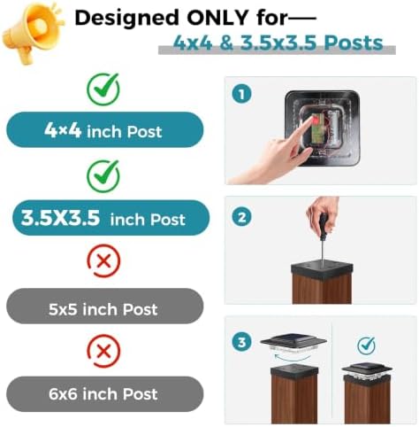 kolpop 4x4 Solar Post Cap Lights Outdoor 20Pack- 3 Color Temps&2 Brightness - Image 3