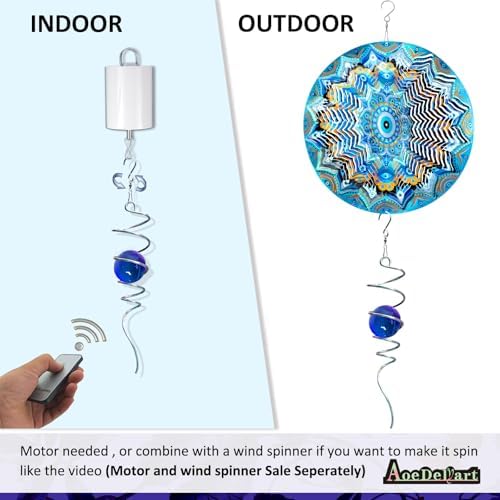 Aoedelyart Wind Spinner Tail Gazing Ball Spiral Tail Wind Spinner Stabilizer Sun Catcher Visual Illusion in Spinning Yard Art Decor,Indoor Outdoor Garden Decoration Wind Sculptures-13 in(Dark Blue) - Image 3