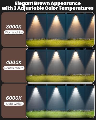 Brighter Solar Fence Lights-3000/4000/6000K 3 Mode,Solar Lights Outdoor Waterproof,Dusk to Dawn Deck Light, Outdoor Lighting for Backyard/Railing/Wall/Step/Patio(8 Pack,Brown) - Image 3