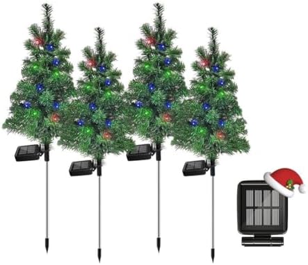 4PCS Solar Christmas Tree Garden Stake Lights Outdoor Waterproof Pathway Lights Xmas Tree Light for Lawn Patio Yard Front Porch Christmas Decor by SXXSMYWR