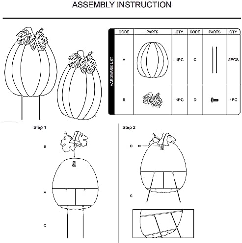 Glitzhome 37.75" H Fall Metal Embossed Pumpkin Yard Stake,Pumpkins Garden Standing Stakes or Hanging Pumpkin Signs for Autumn Harvest Thanksgiving Halloween Lawn Decorations(Three Functions) - Image 4