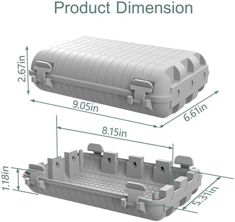Outdoor Waterproof Electrical Box, Large Extension Cord Cover (9.05x6.61x2.67inch) Plug Protector Cable Connection Safety Box IP54 Water-Resistant for Power Strip, Holiday Light and Decorations, Grey - Image 3