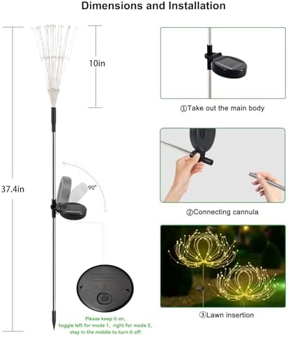 Slyuexu Solar Garden Lights Outdoor Waterproof, 2 Pack 120 LED - Image 6