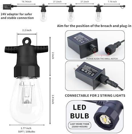 CAWWS Outdoor String Lights 100FT, Color Changing Patio Lights, Waterproof - Image 6