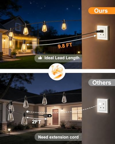 Outdoor String Lights Waterproof, 54FT Dimmable Patio Lights with 24+1 Shatterproof Edison Bulbs, 2700K ST38 LED Outdoor Hanging Lights for Gazebo, Backyard, Balcony, Garden, Party Decor - Image 3