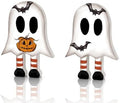 Smile Halloween Wooden Standing Decor Set Cute Ghost with Bat and Pumpkin by Sme