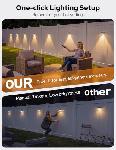 JOFIOS Fence Lights Solar Powered with Remote, IP65 Waterproof, White - Image 6