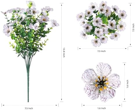 florisso Artificial Flowers for Outdoors Daisy 12 Bundles for Home Decoration, Faux Flower Fake Plants Outside Decoration with Eucalyptus UV Resistant for Planter Porch Patio Yard Garden White - Image 3