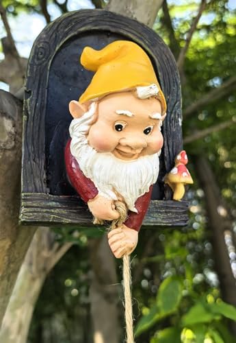 Gnome Garden Decoration Climbing Tree Decor Outdoor,Fairy Door Tree Face Figurine Lawn Patio Decor,Funny Climbing Elves Tree Peeker Sculpture Yard Art - Image 2