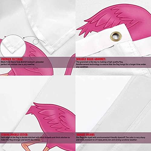 Yekiua Flamingo Flag 3X5 Ft Cute Pink African Exotic Bird Standing One Leg UV Protected Banner Outdoor Indoor Flag With Brass Grommets, Vivid Color - Image 4