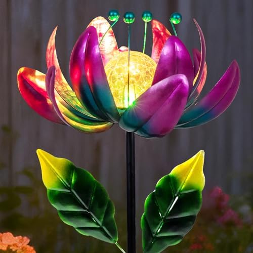 Outdoor Garden Decor Solar Spinners Lights - Metal Wind Spinner Solar Lights for Yard, Patio, Garden Lawn Oranments by SUCUY