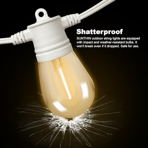 SUNTHIN 96FT White Outdoor String Lights with 32 LED Bulbs - Image 4
