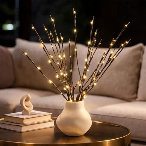 AMARS 3pcs Lighted Artificial LED Branch Lights with Timer Battery Operated Fairy Spirit Decorative Twig Tree Decorations for Home Living Room Vase Christmas (29inch, Auto 6H ON/18H Off, Warm White) - Image 3