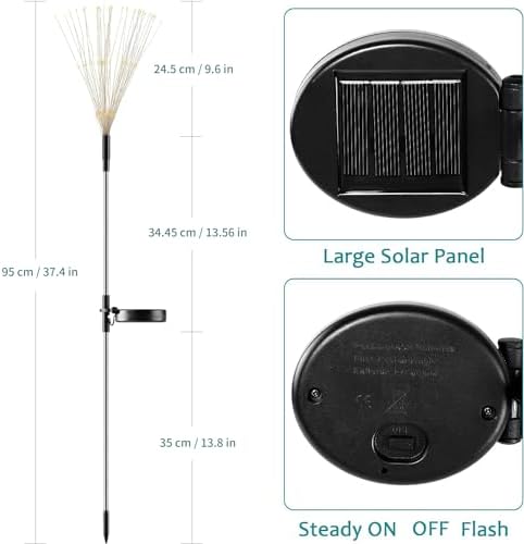 JJGoo Solar Firework Lights, 2 Pack 120 LEDs 2 Lighting Modes Solar Garden Lights Outdoor Waterproof for Yard Patio Walkway Pathway Party Wedding Christmas Decorative- Cool White - Image 2