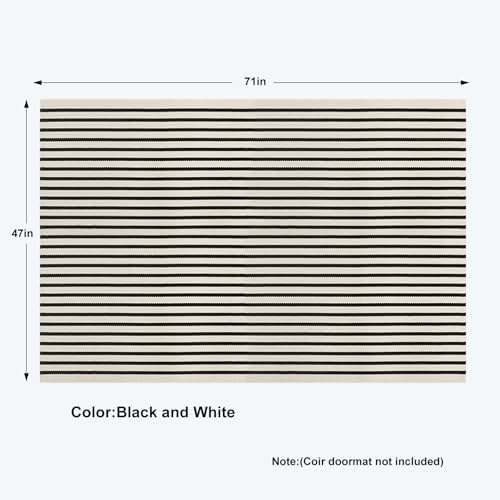 KIMODE Black and White Outdoor Rug Fall Patio Porch Rug Living Room Rug - Image 2