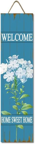Hydrangea Welcome Wood Porch Sign 31.5inx7.8in Spring & Summer Blue Porch Sign, Summer Sring Decorations for Standing Hanging Home Front Door Yard Party Decor Indoor Outdoor Decor by Ymaotrade