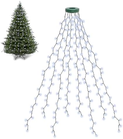 BOLWEO Christmas Tree Lights 280LED 8 Lines 8 Modes for 6ft-7ft Tree, UL Certified Indoor/Outdoor Christmas Decorations 8 * 6.6ft Drops Cool White by BOLWEO