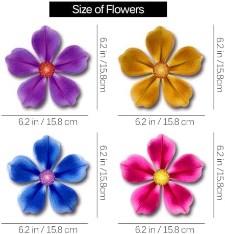 Giyyomtr Flowers Outdoor Wall Decor - 4 Pack 6.2'' Metal Flower Wall Art Hanging Decorations for Outdoor Fence Garden Yard Patio Exterior Decor - Image 4