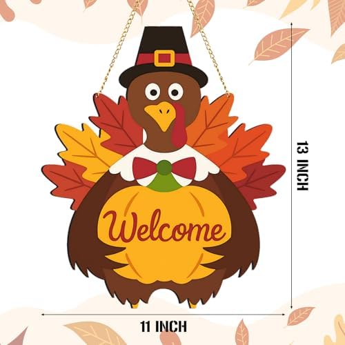 Fall Metal Turkey Hanging Sign, Thanksgiving Door Decorations - Image 2