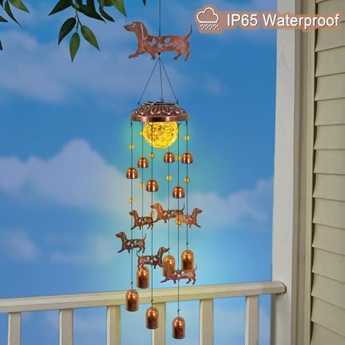 Dachshund Fall Wind Chimes for Outside, Dachshund Gifts Hanging Solar Light - Image 4