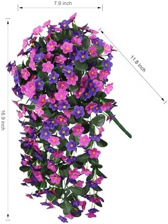Artificial Fake Hanging Flowers Plants for Outdoor Spring Summer Decoration, 2PCS Faux Silk Daisy Flower Look Real UV Resistant Orchid Vine for Home Outside Garden Wall Indoor(Dark Purple and Fuchsia) - Image 5