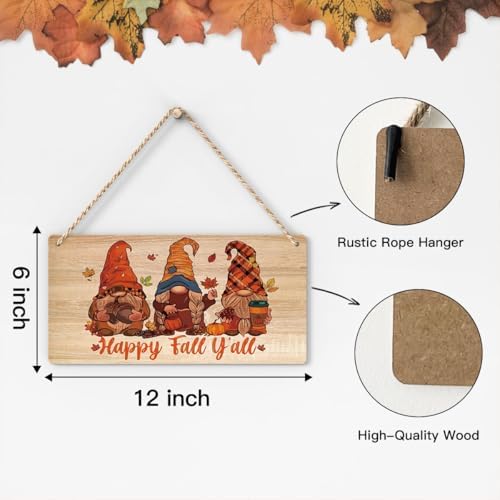 Happy Fall Y'all Decor Fall Decorations for Home Gnomes Fall Decorations Fall Porch Decor Fall Rustic Pumpkin Decor Fall Wall Art Decor Fall Hanging Decor for Front Door 12 x 6 Inch - Image 2
