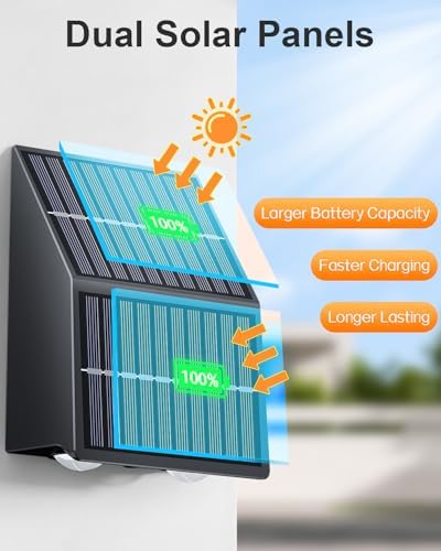 High Brightness Solar Fence Lights Outdoor, Larger Size Solar Lights with Dual Solar Panels, Waterproof Fence Lights Solar Powered for Stair, Step, Yard, Patio, Wall (12 Pack) - Image 3