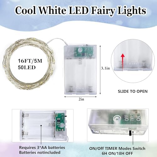 6 Pack Fairy Lights Battery Operated 16FT 50 LED String Lights Cool White - Image 6