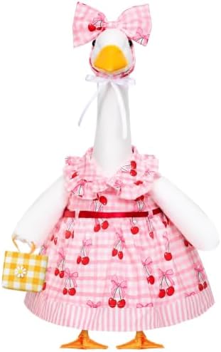 23 in Summer Porch Goose Outfit with Basket for Lawn Decor by Locmeo