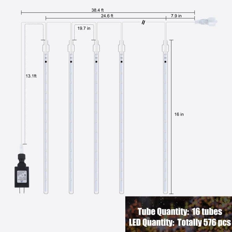 Brightown Meteor Shower Lights Outdoor, 16 Inches 16 Tubes 576 LED Icicle Lights, Waterproof Meteor Christmas Light, Hanging Falling Rain Light for Tree Holiday Party Christmas Decor, Multicolor - Image 4