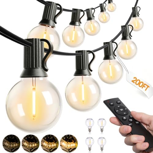 addlon 200FT Outdoor String Lights G40 LED Remote Dimmable Waterproof by addlon