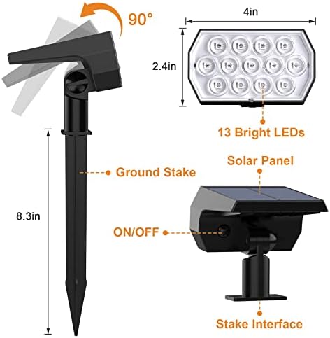 Solar Spot Lights Outdoor Waterproof Color Changing, 4 Pack, 13 LED RGB - Image 5
