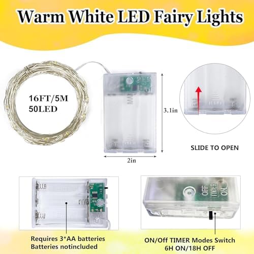 4 Pack Fairy Lights Battery Operated 16FT 50 LED String Lights Warm White - Image 6