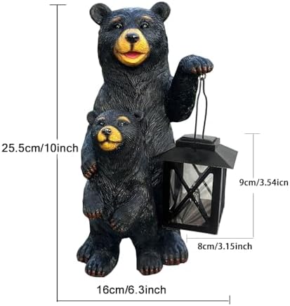 Solar Black Bear Decor, Garde Statue Bear Gift for Women and Moms - Image 3