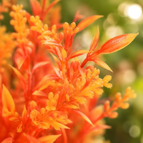 CLEANGOR 24 Pcs Artificial Fall Lavender Flowers for Outdoors (Orange) - Image 4