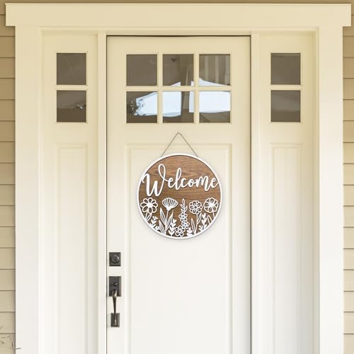 JarThenaAMCS 3D White Wildflower Welcome Door Sign Daisy Floral Wooden Hanging Sign Flower Front Door Hanger for Indoor Outdoor Farmhouse Home Porch Decor - Image 5