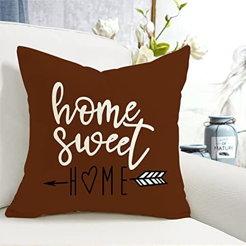 YCOLL Pillow Covers 16x16 Set of 4, Modern Sofa Throw Pillow Cover, Decorative Outdoor Linen Fabric Pillow Case for Couch Bed Car, Coffee - Image 5