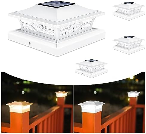 VOLISUN 4Pack Solar Post Cap Lights, 2 Color Modes Deck Lights, White by VOLISUN