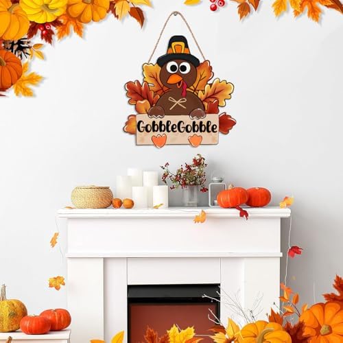 Thanksgiving Turkey Wooden Sign Thanksgiving Door Decorations Thanks Wreath for Front Door Sign Thankful Blessed Grateful Sign Hanging for Fall Autumn Harvest Decor - Image 5