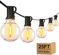 Outdoor String Lights, 25FT with 12 LED G40 Bulbs, Waterproof, Cord Powered by Unknown