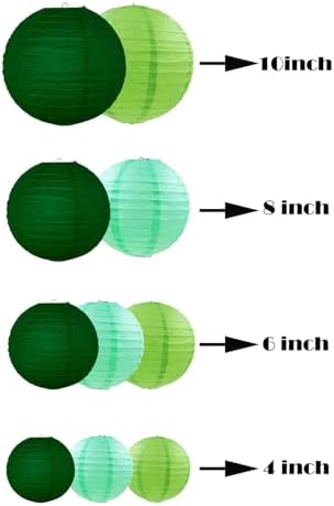 ZOOYOO 10pcs Paper Lanterns,Green Round Hanging Paper Lanterns Decorations for Wedding,Graduation,Anniversary,Spring,St. Patricks Day Party,Birthday Party,Graden Decor - Image 2