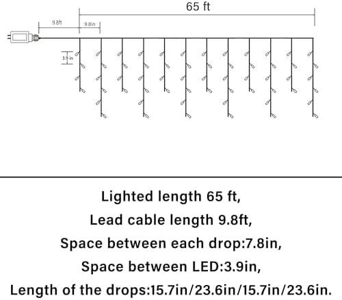 Lomotech Christmas Icicle Lights - 65Ft Christmas Lights,Blue - Image 4