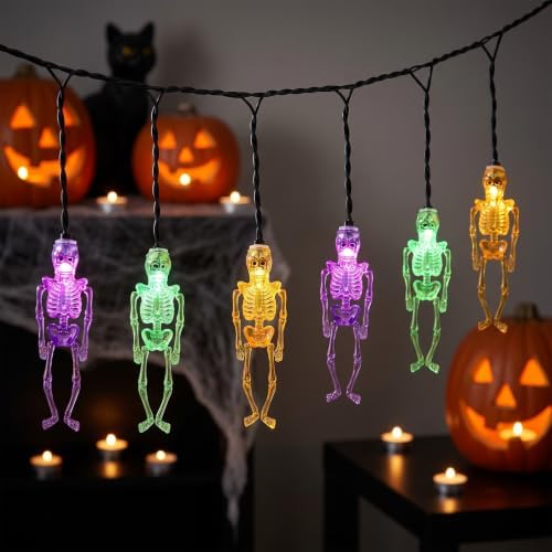8.5FT Halloween String Lights Plug in with 10 LED Dropping Skeleton Lights by Unknown